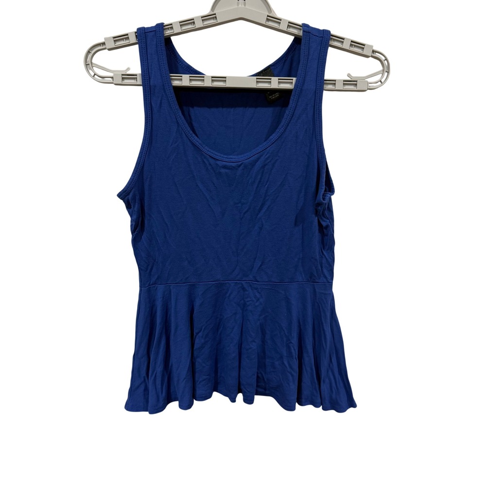 BKE red Womens Royal Blue Peplum Tank Top Scoop Neck‎ Bamboo Rayon Small